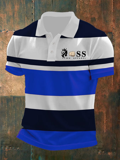 Men's retro business casual contrast color polo shirt