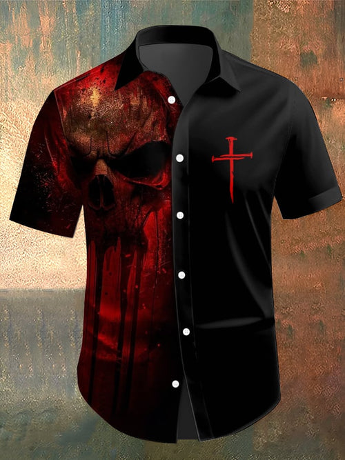 Men's Skull Print Casual Shirt