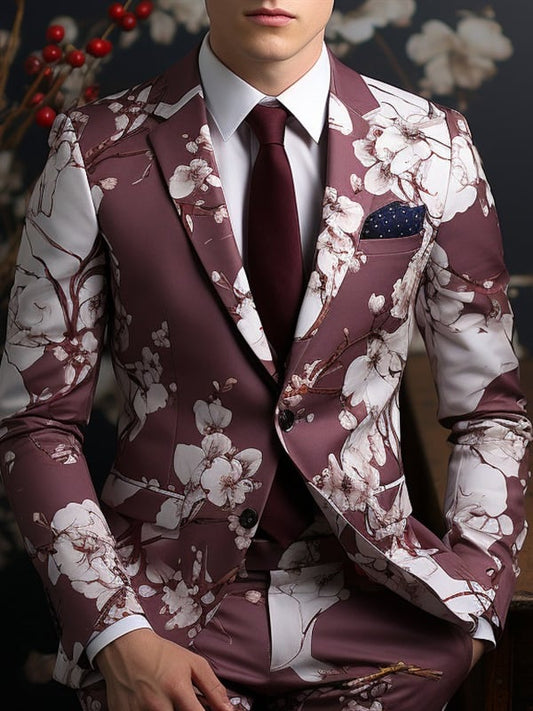 Men's Casual Tie Dye Printed Blazer and Pants Two Piece Set