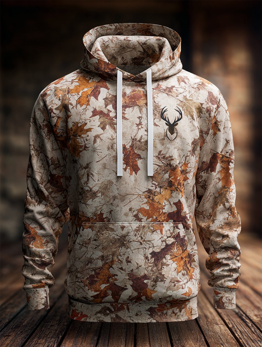 Men's Retro Leaf Camouflage Hunting Hoodie