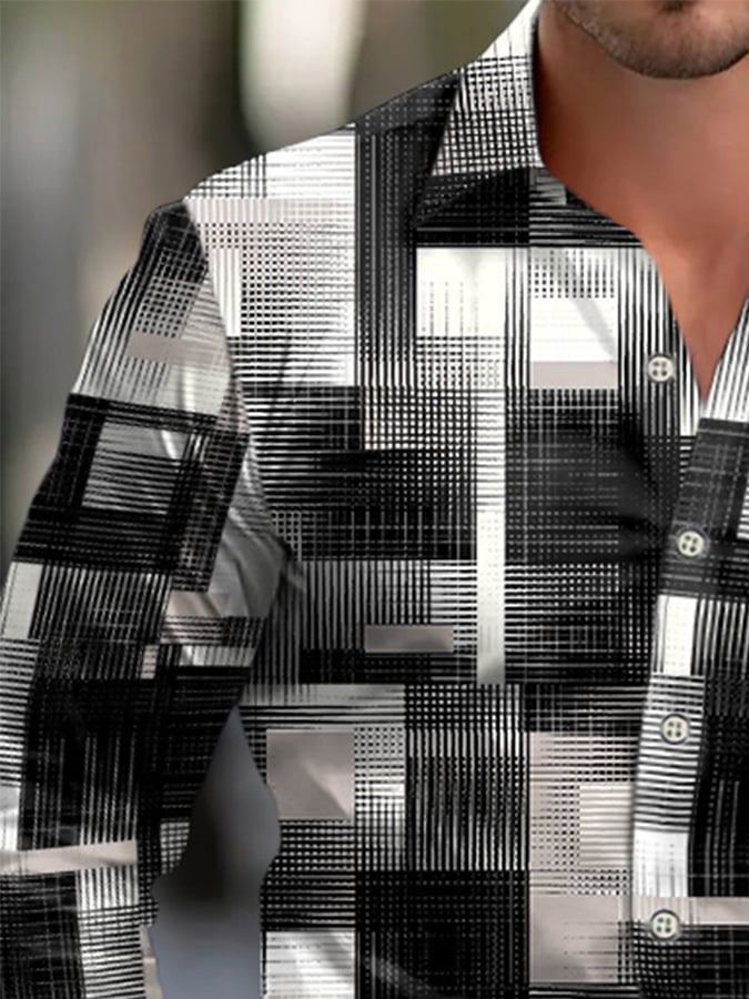 Men's Geometric Print Business Shirt