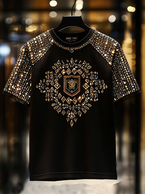 Men's Business Luxury Printed  Cotton Short Sleeve T-Shirt