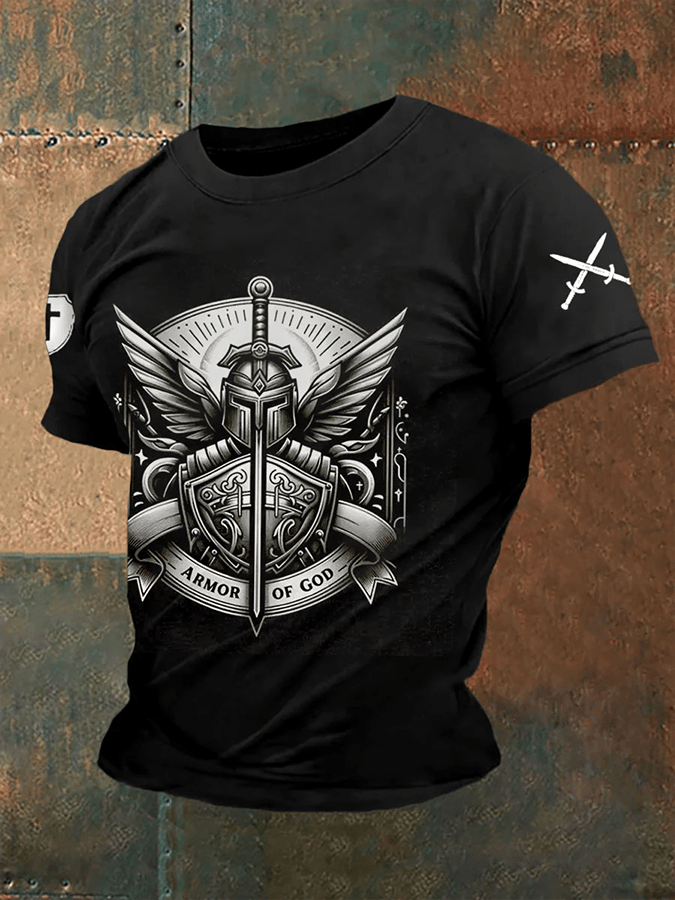 Men's Armor Of God Print Casual Tee