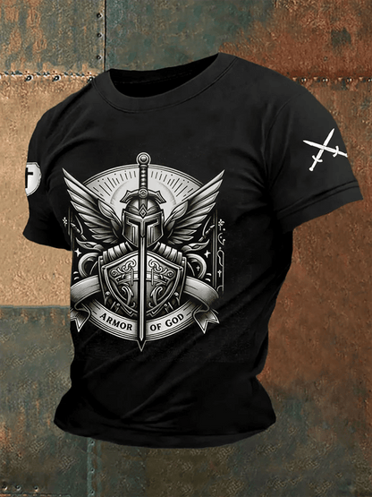 Men's Armor Of God Print Casual Tee