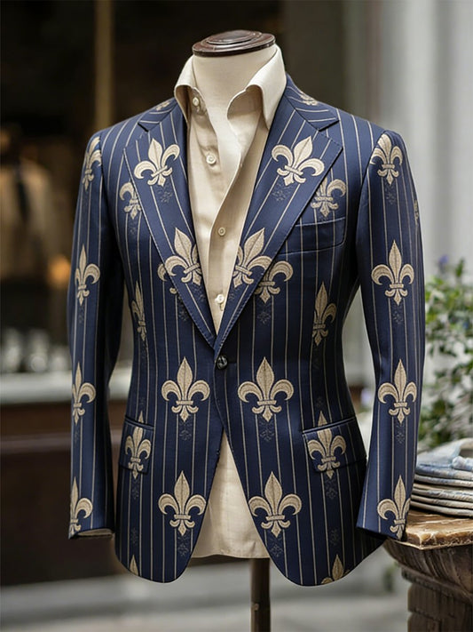 Men's Retro Business Carnival Pattern Suit Jacket