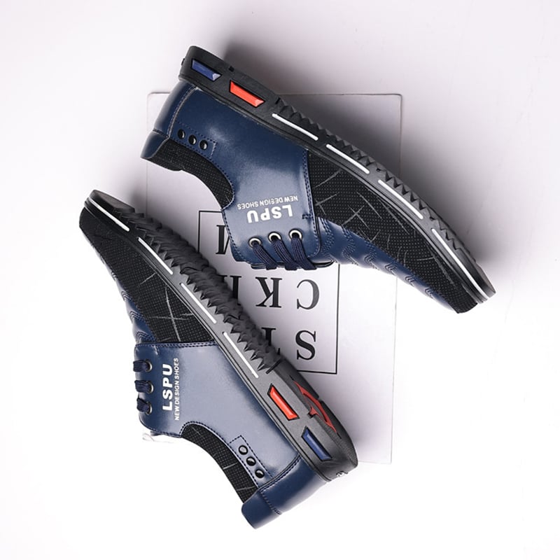 Middle Aged And Elderly Men'S Patchwork Fashionable Casual Leather Shoes