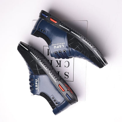 Middle Aged And Elderly Men'S Patchwork Fashionable Casual Leather Shoes
