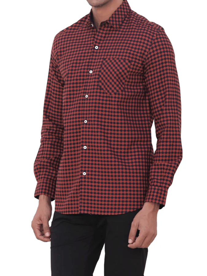 Men's Plaid Design Pocket Business Casual Long Sleeve Shirt