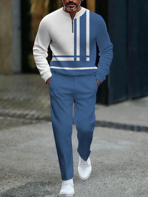 Zipper Long Sleeve Long Pants Two-Piece Set