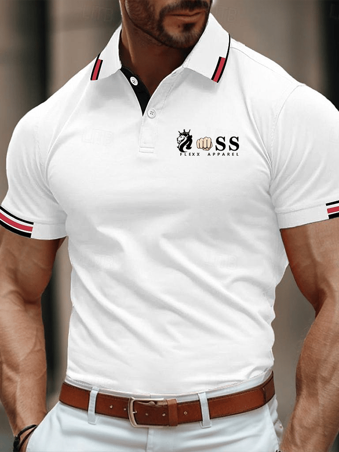 Men's Stylish Letter Print Casual Polo Shirt
