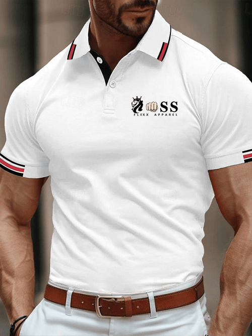 Men's Stylish Letter Print Casual Polo Shirt