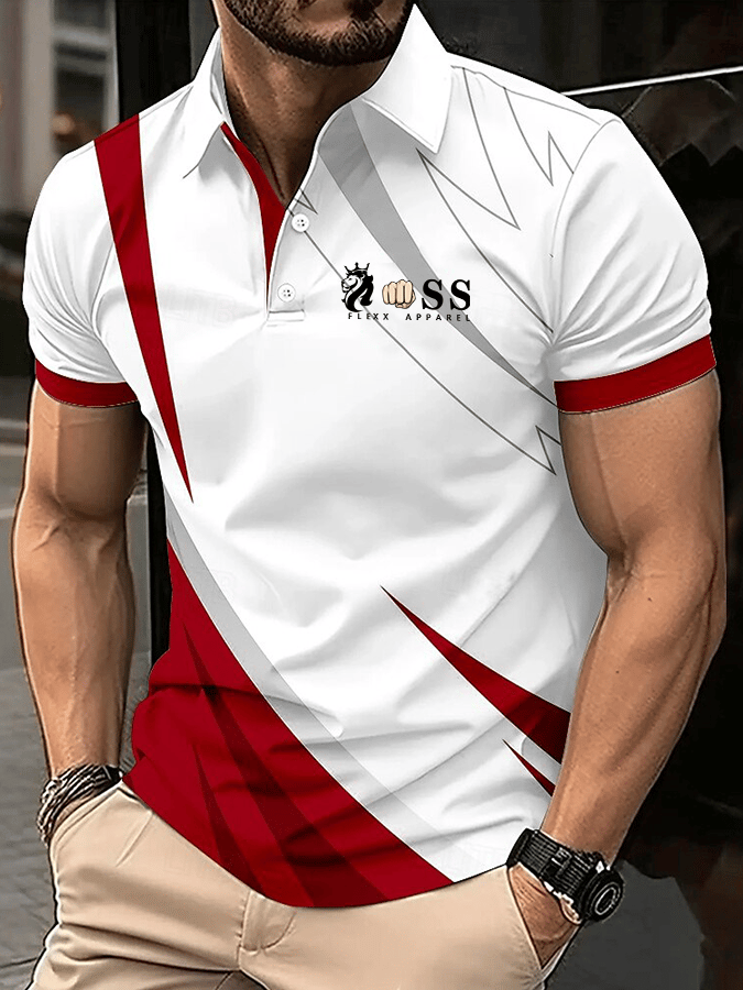Men's Stylish Letter Print Casual Polo Shirt