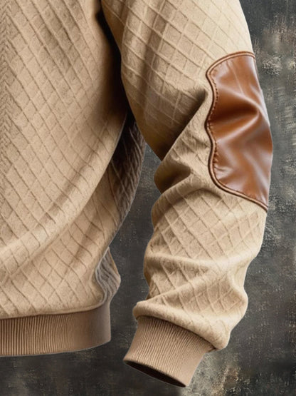 Men's Vintage-Style Textured Comfortable Button-Up Hooded Sweatshirt