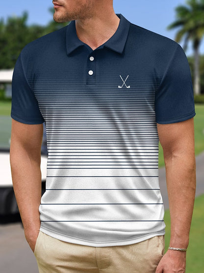 Men's Fashionable Geometric Short Sleeved Polo Shirt
