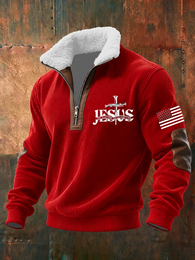 Men's Casual Faith Retro Textured Sweatshirt