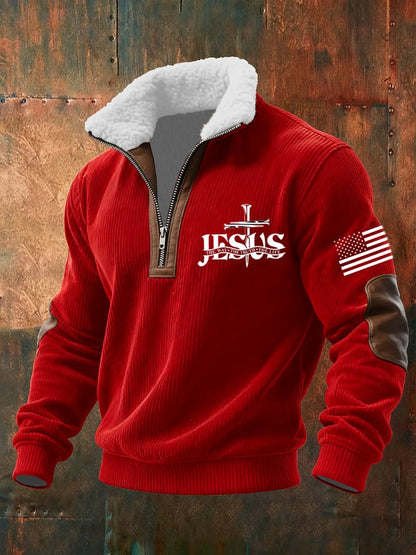 Men's Casual Faith Retro Textured Sweatshirt