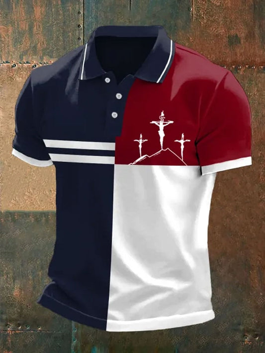 Men's Retro Faith Casual Printed Polo Shirt