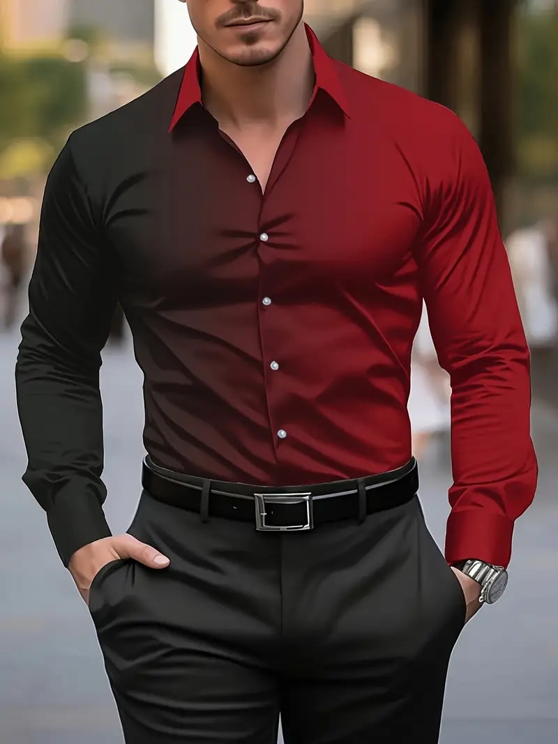 Men's Street Style Business Casual Printed Long Sleeve Shirt