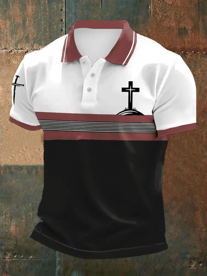 Men's Retro Faith Casual Printed Polo Shirt