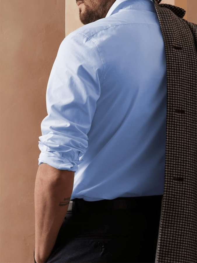 Men's Solid Color Design Business Casual Shirt