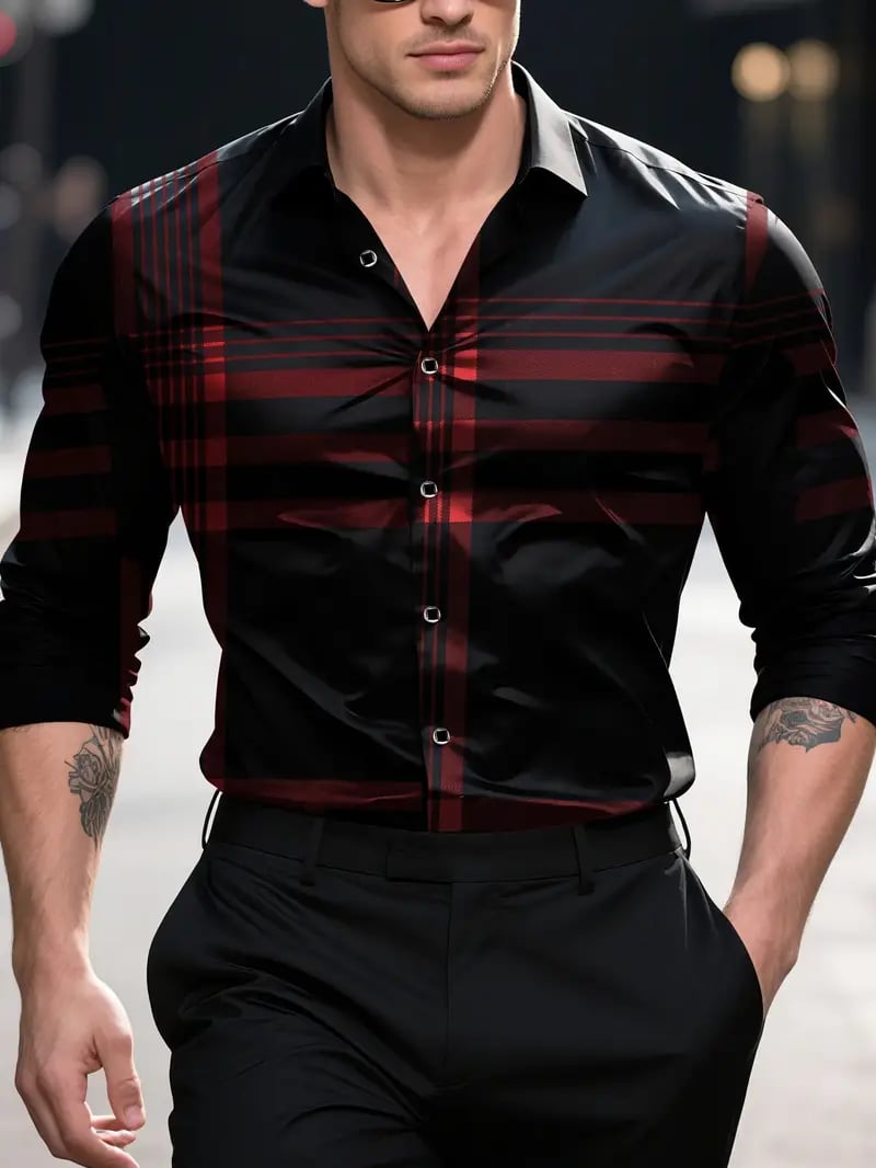 Men's Street Style Business Casual Printed Long Sleeve Shirt