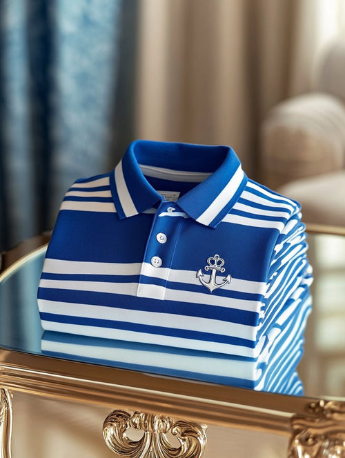 Men's Casual Business Button  Long Sleeve Polo Shirt