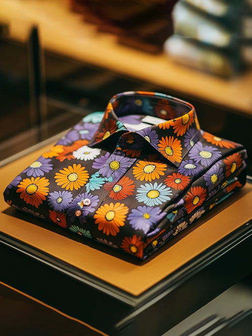 Men's Business Luxury Floral Print Short-sleeved Shirt
