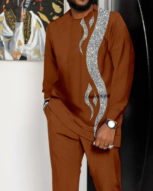Men's Contrasting Long Sleeve Athletic Walking Suit 2 Colors-284