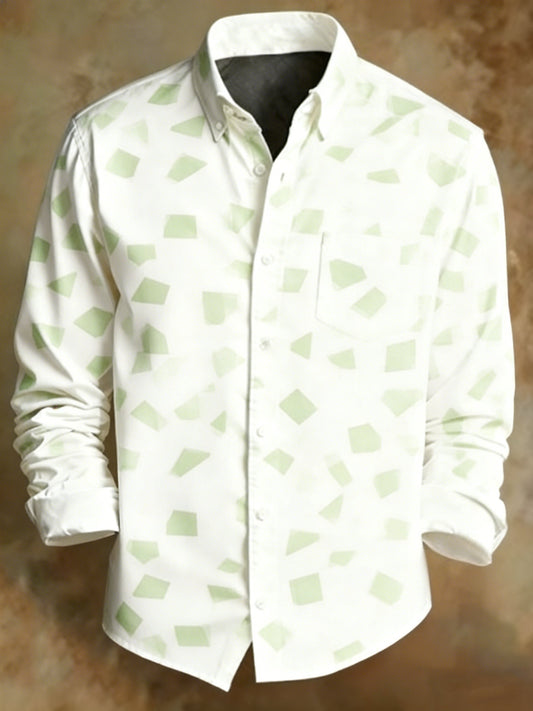 Men's Retro Abstract Art Print Pattern Business Style Shirt