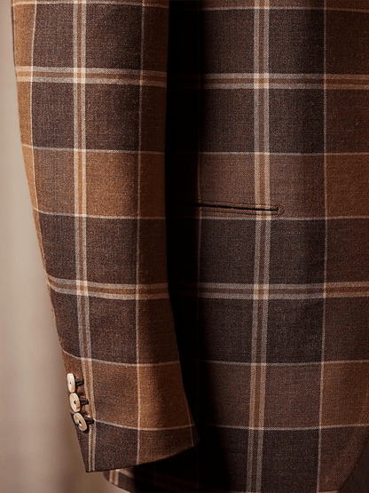 Men's Fashionable Plaid Design Single-Breasted Pocket Design Casual Suit