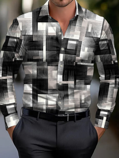 Men's Geometric Print Business Shirt