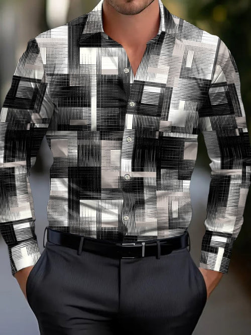Men's Geometric Print Business Shirt