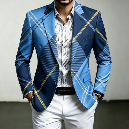 Men's Two-Tone Printed Blazer