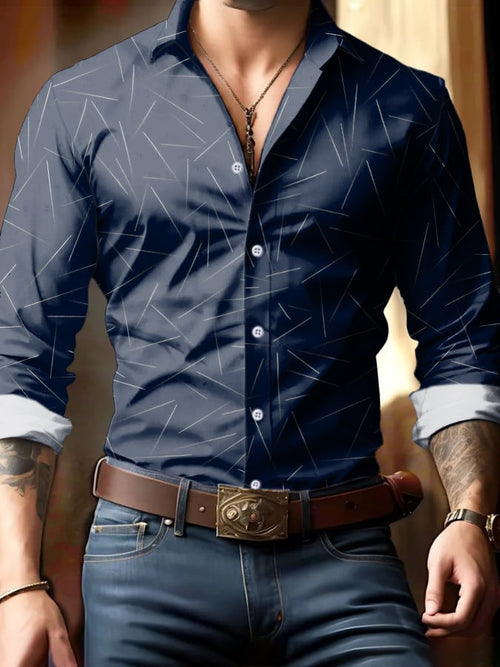 Men's Business Style Geometric Print Shirt