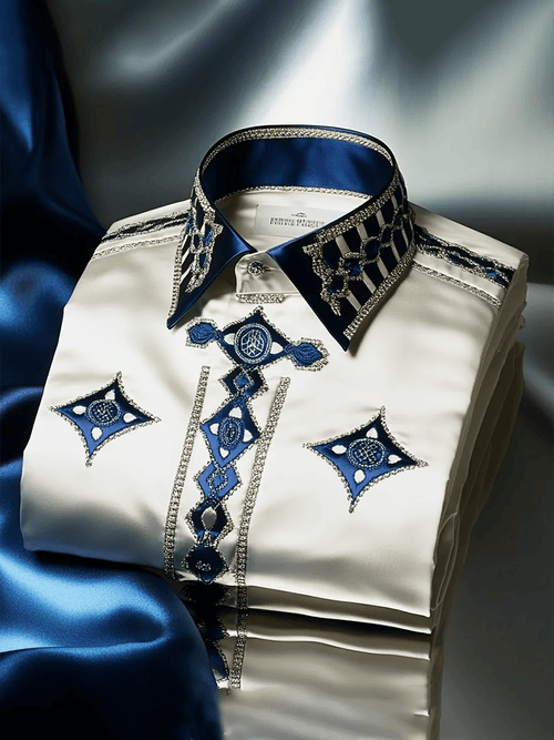 Men's Satin Luxe Print Short Sleeve Button Shirt