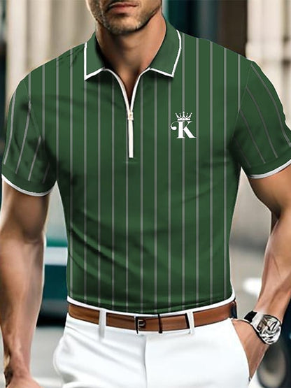 Fashion Contrast Color Zipper Polo