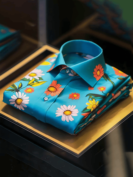 Men's Business Luxury Floral Print Short-sleeved Shirt