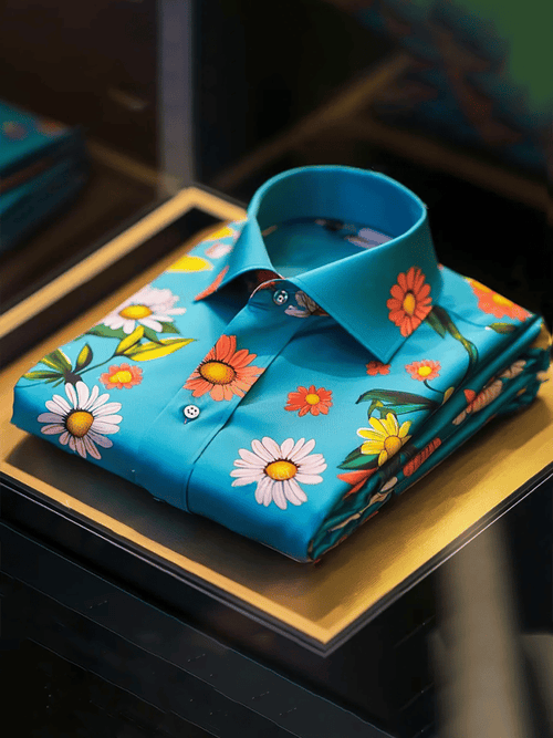 Men's Business Luxury Floral Print Short-sleeved Shirt