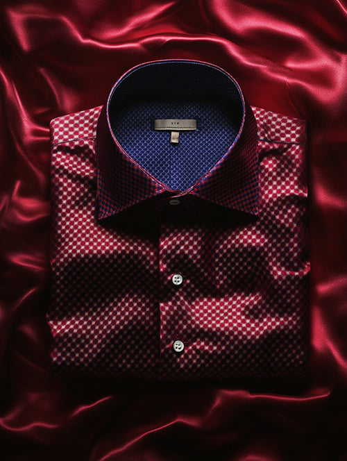 Men's business casual diamond design lapel short-sleeved shirt