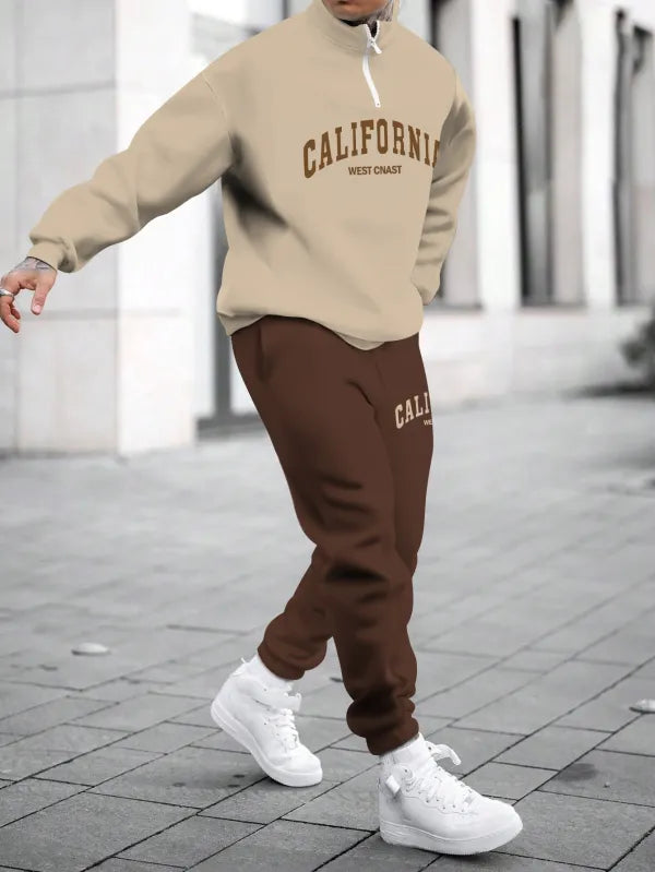Relaxed Zipper Long Sleeve Two Piece Set