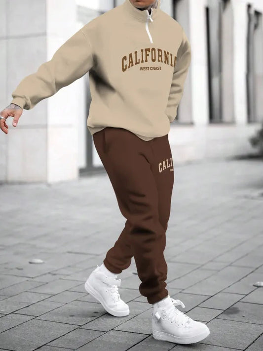 Relaxed Zipper Long Sleeve Two Piece Set