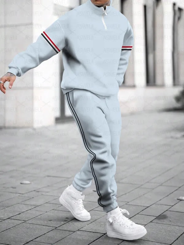 Relaxed Zipper Long Sleeve Two Piece Set
