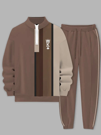 Relaxed Zipper Long Sleeve Two Piece Set