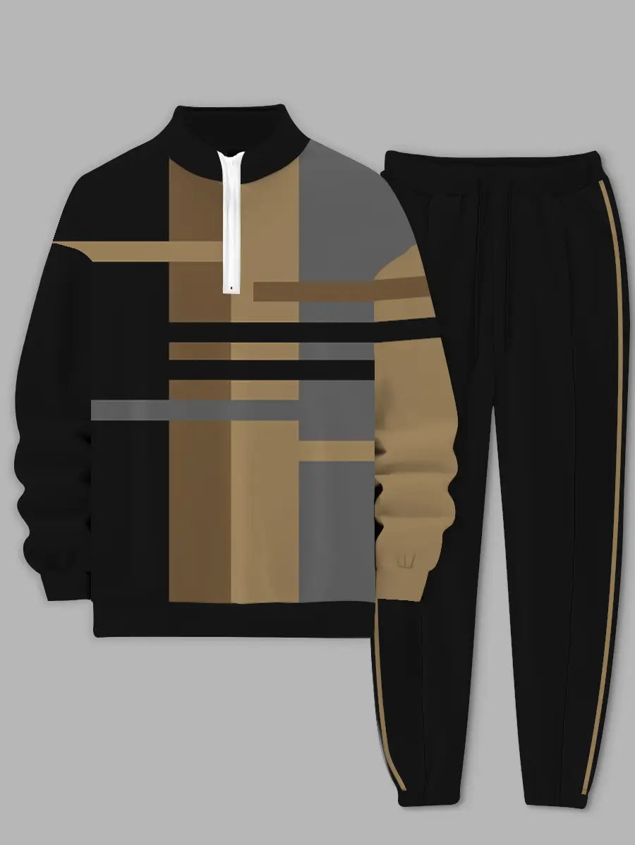 Relaxed Zipper Long Sleeve Two Piece Set