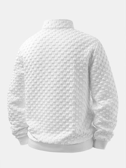 Checkerboard Jacquard Quarter Zip Sweatshirt & Jogger Pants
