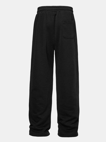 Relax Fit Ghost Drinking Coffee Print Contrast Polo Sweatshirt & Straight Leg Pleated Pintuck Sweatpants