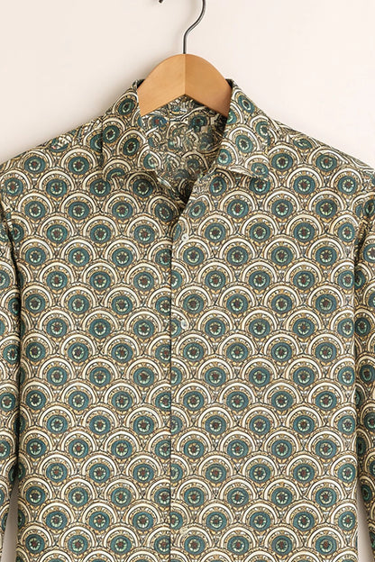 Heritage Medallion Print Shirt – Olive