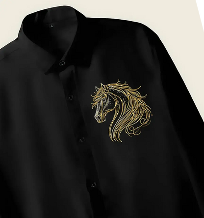 Men’s Black Golden Horse Emblem Shirt