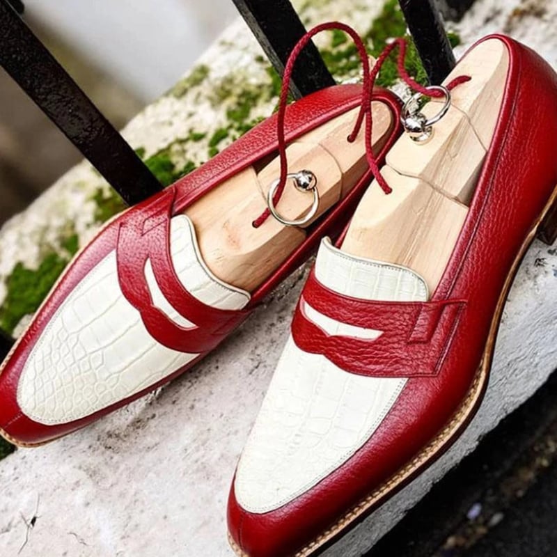 Fashionable British Style Casual Color Contrast Leather Shoes