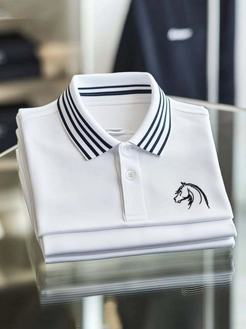 Men's Classic Business Button Short Sleeve Polo Shirt